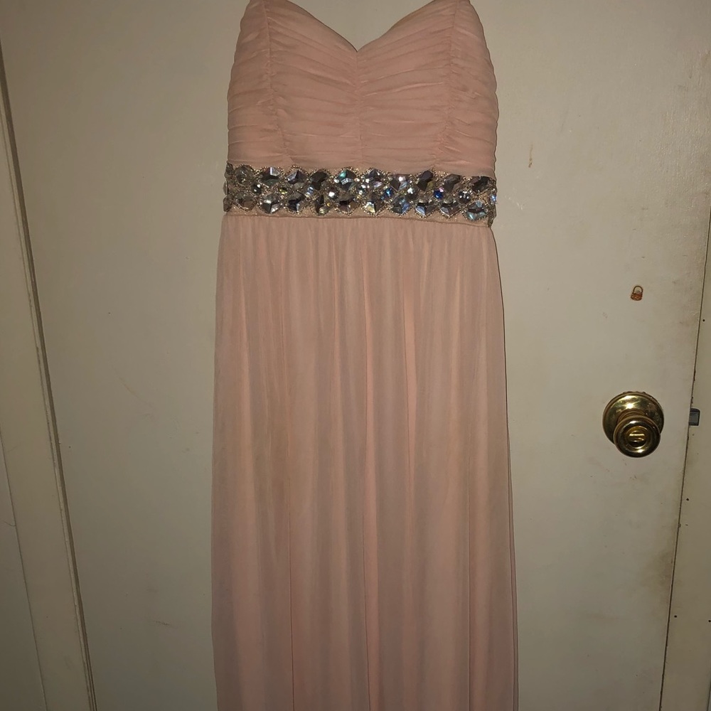 Light pink strapless formal dress